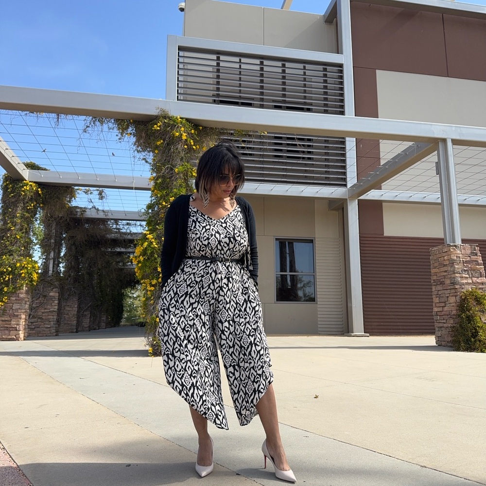 Black and White Patterned Jumpsuit
